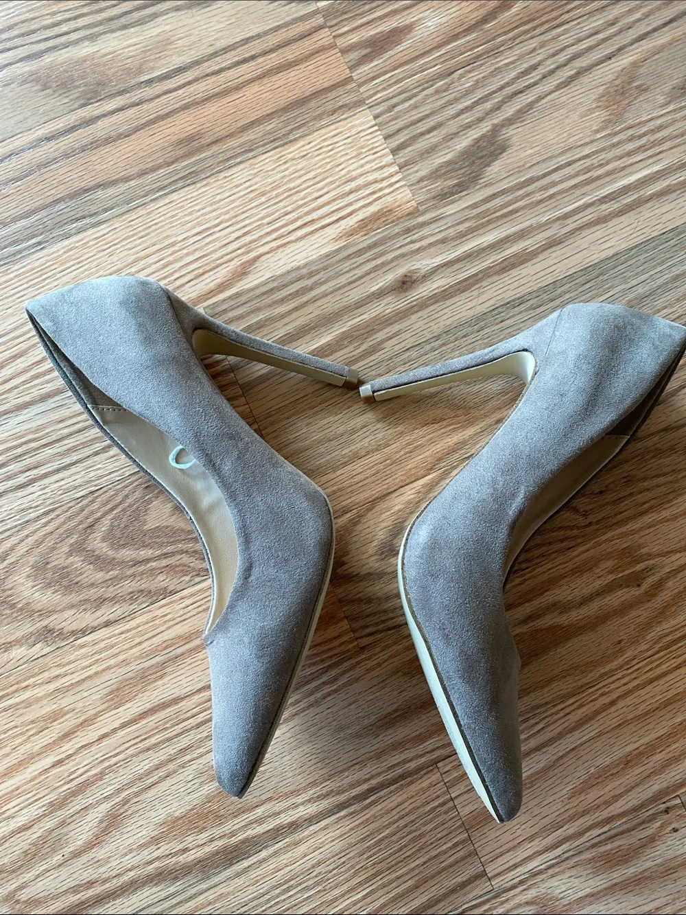 Madden Girl Taupe Suede Pointed-Toe Stilettos-6 Event Prom Office Coquette